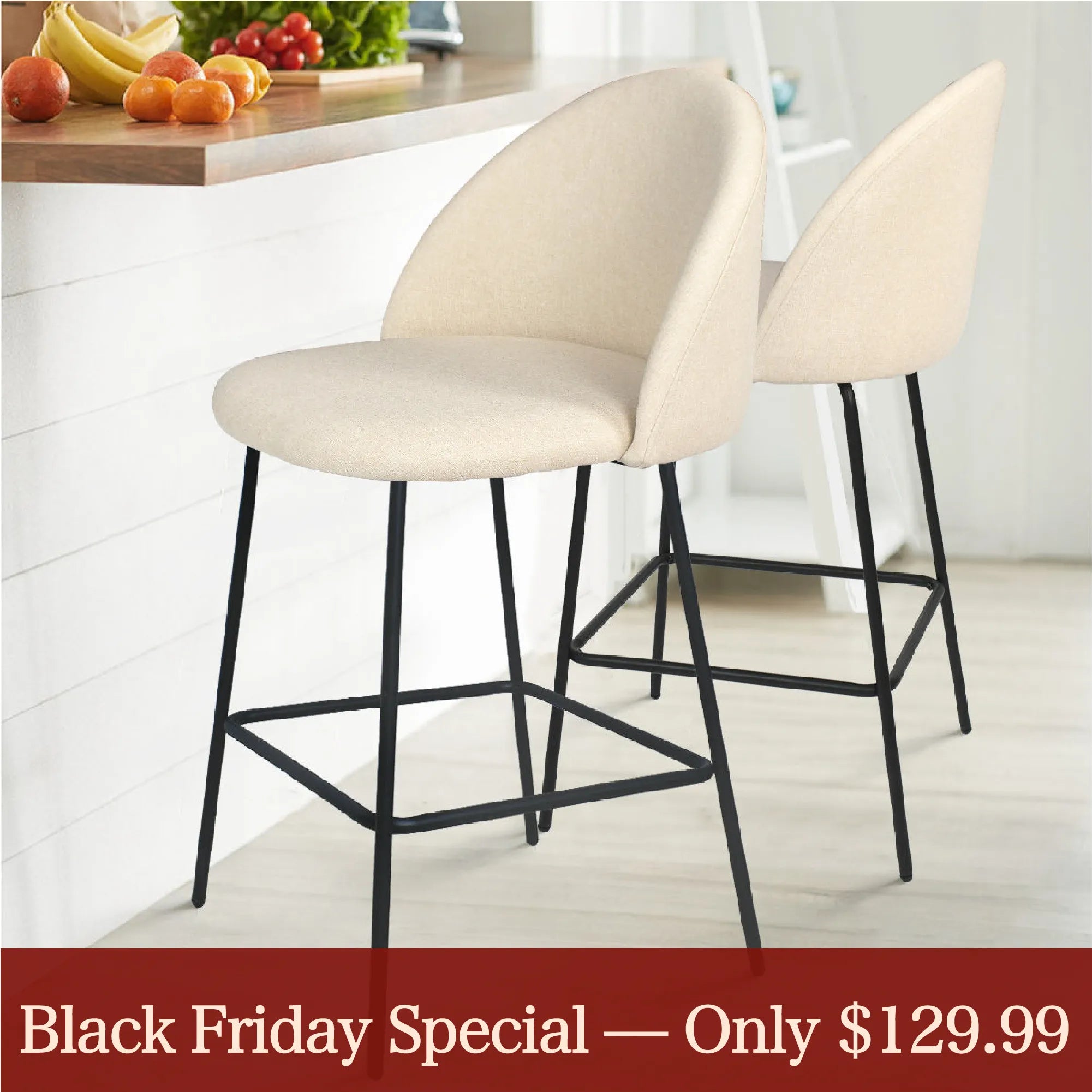 [Closeout-Only 129.99$]Nano 25'' Upholstered Low Back Counter Stool (Set of 2)