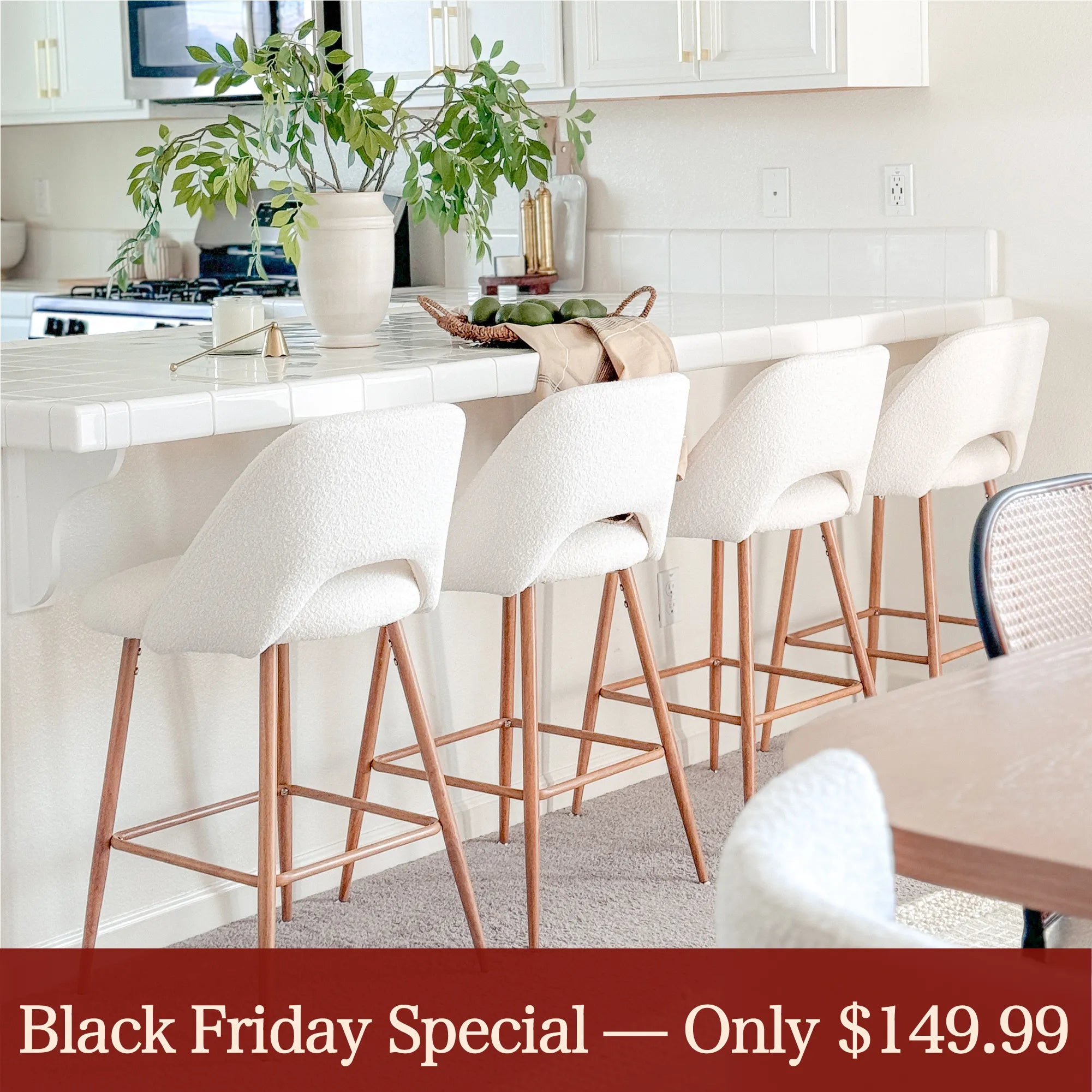 Edwin Boucle Upholstered Counter Stool (Set of 2)