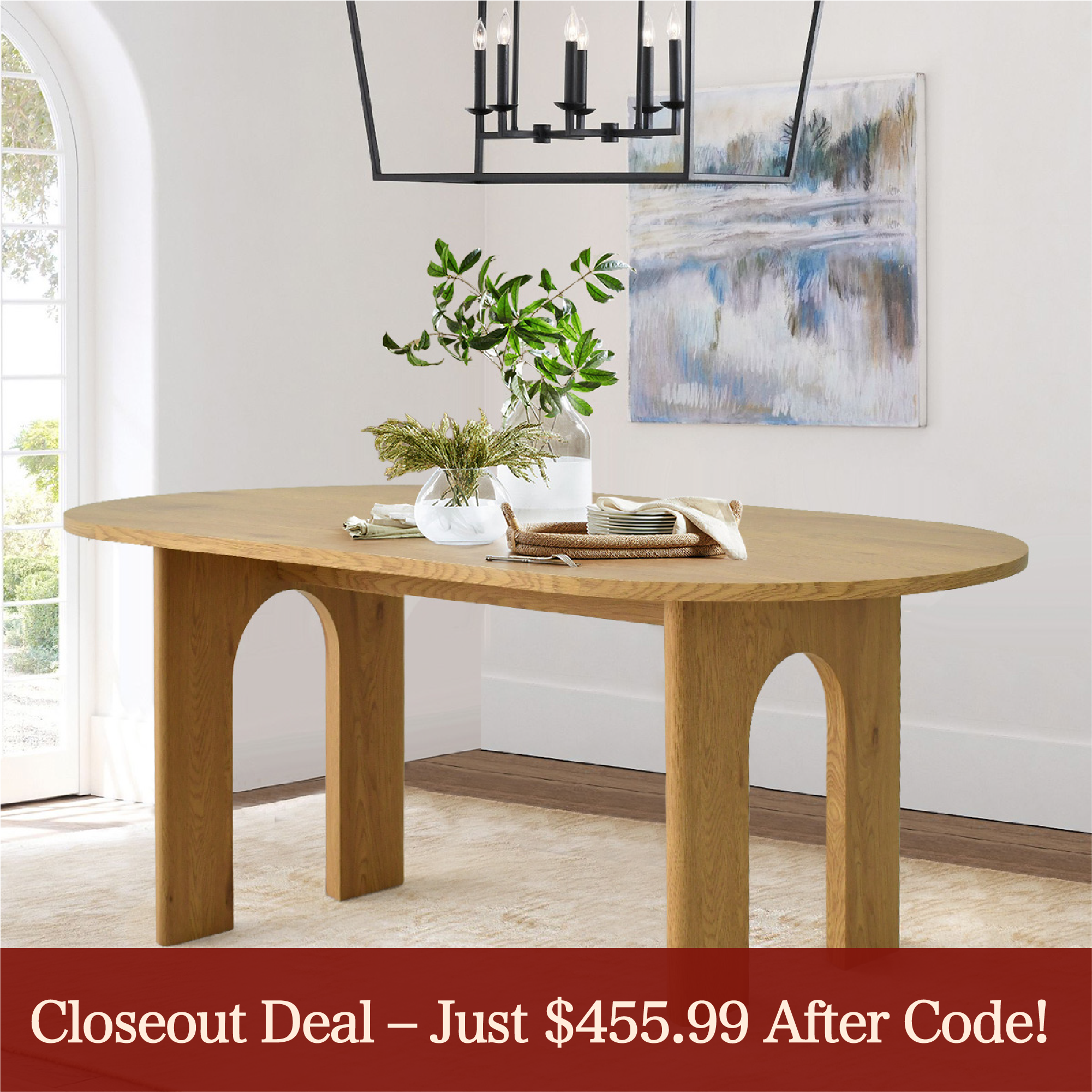 [Closeout-Only 455.99$ with code: PM20]Roma 67" Modern Oval Dining Table