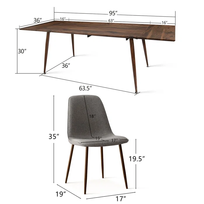 Odense & Oslo 95" Rectangle Dining Table Set for 8 (9-Piece)