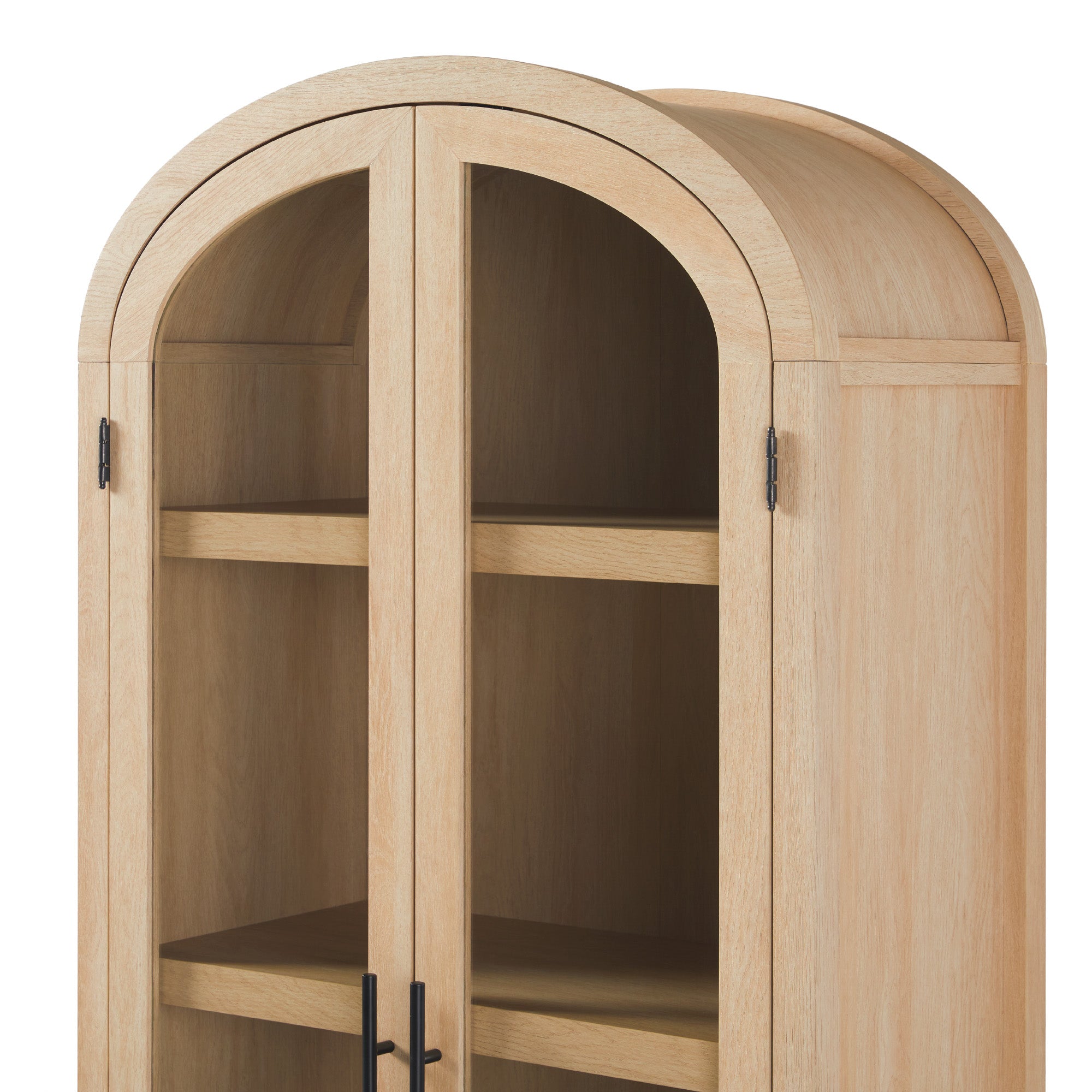 Parisian Modern 5 Shelf Arched Tall Bookcase with Glass Doors