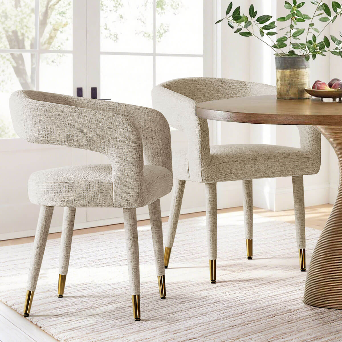 Anna Modern Upholstered Dining Chairs with Arm (Set of 2)