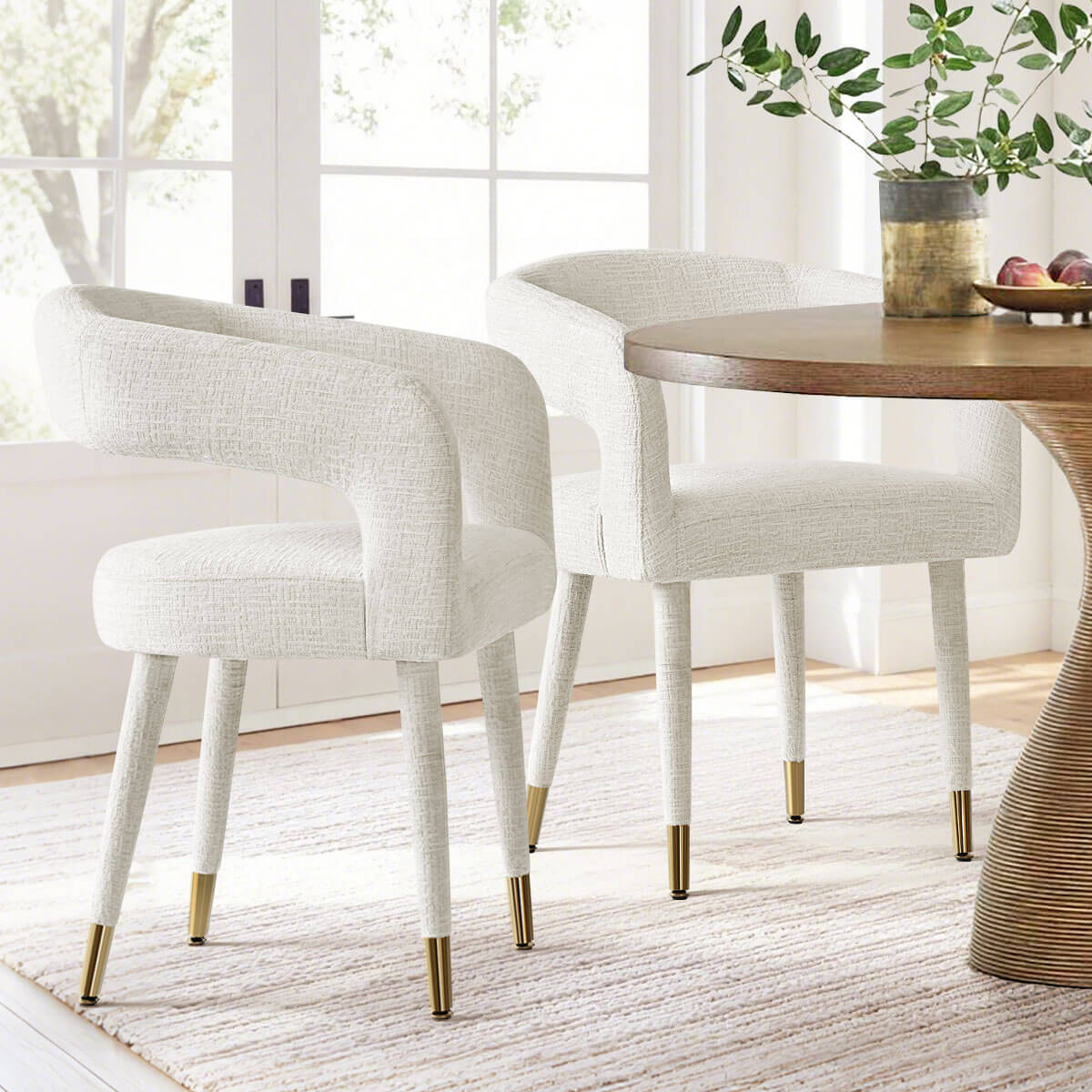 Anna Modern Upholstered Dining Chairs with Arm (Set of 2)