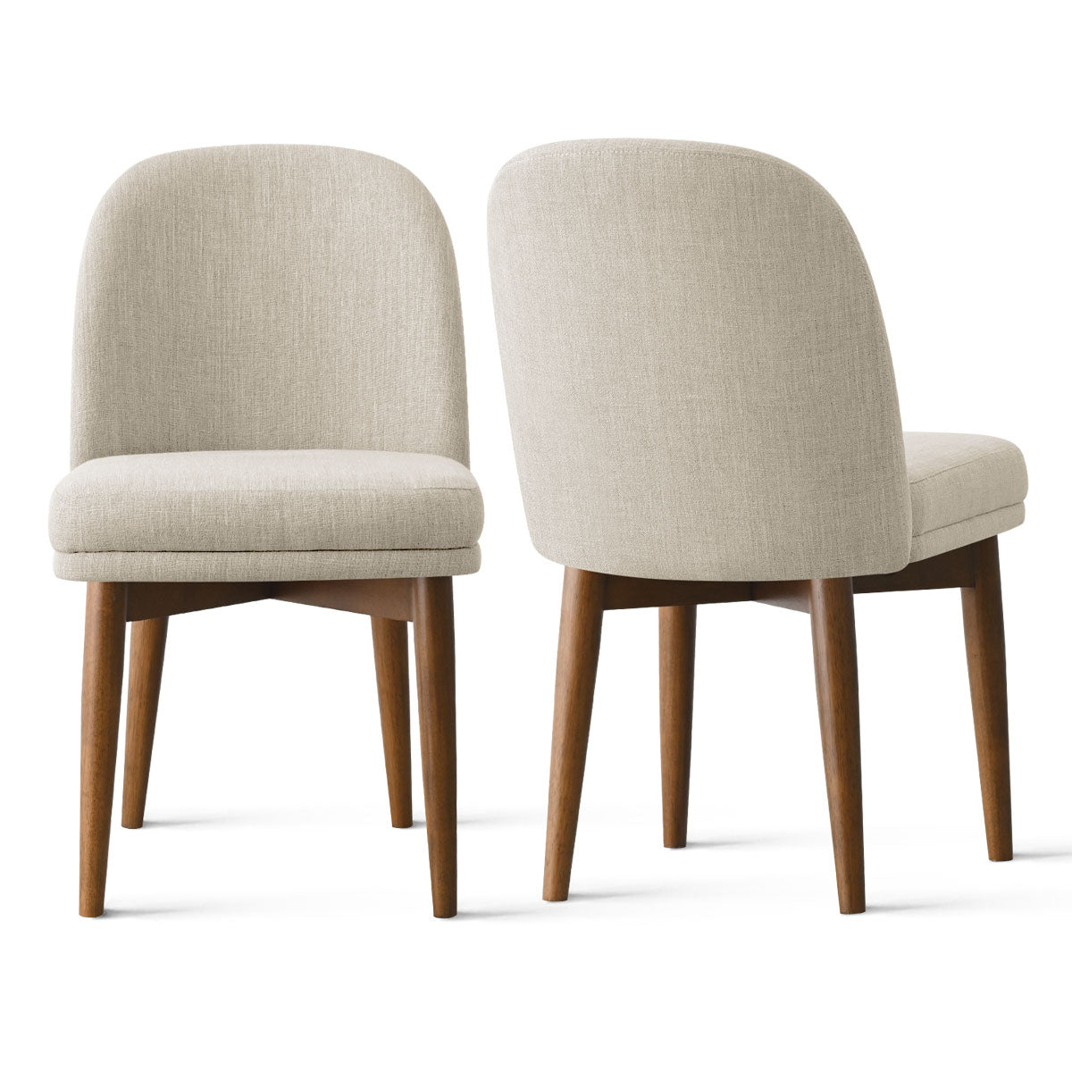 Athena Linen Upholstered Solid Wood Dining Chairs (Set of 2)