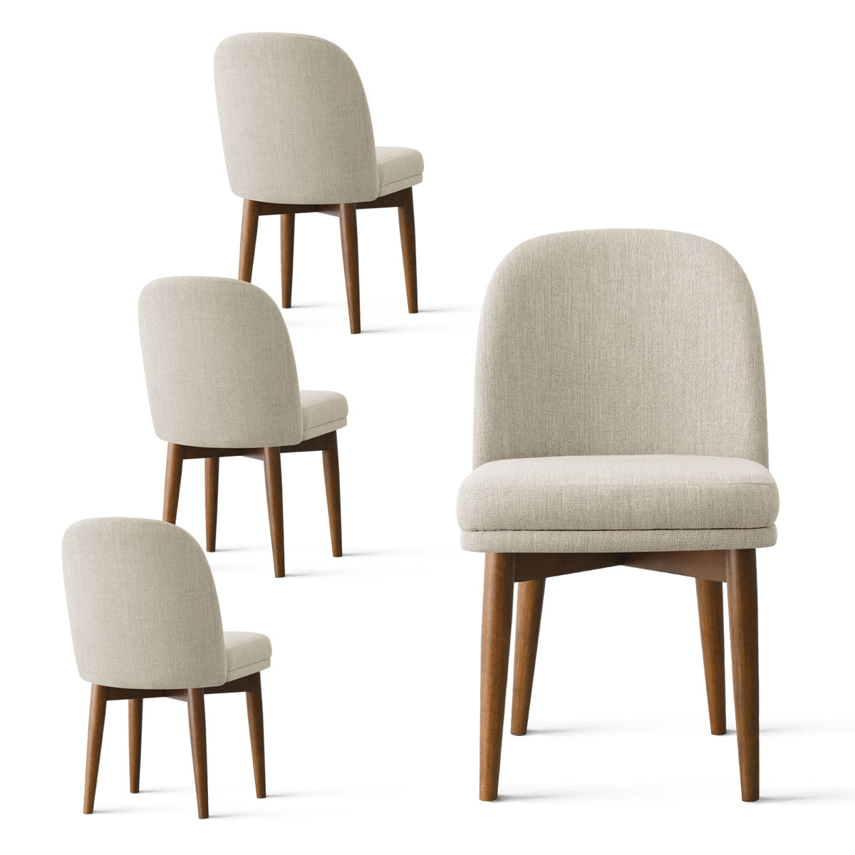 Athena Linen Upholstered Solid Wood Dining Chairs (Set of 4)