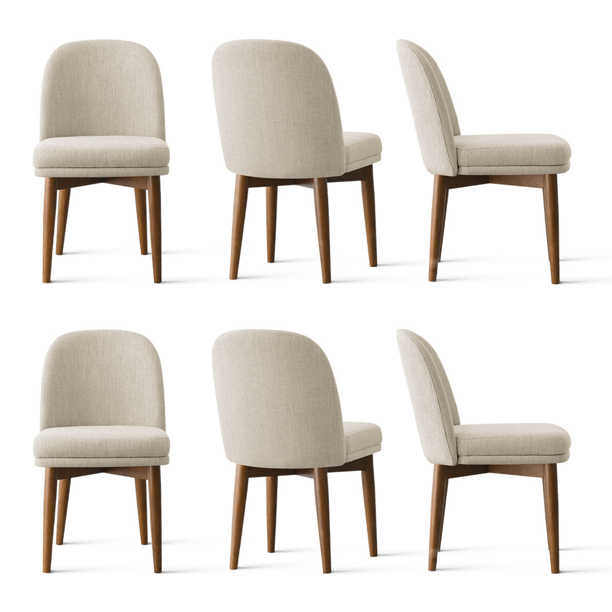 Athena Linen Upholstered Solid Wood Dining Chairs (Set of 6)