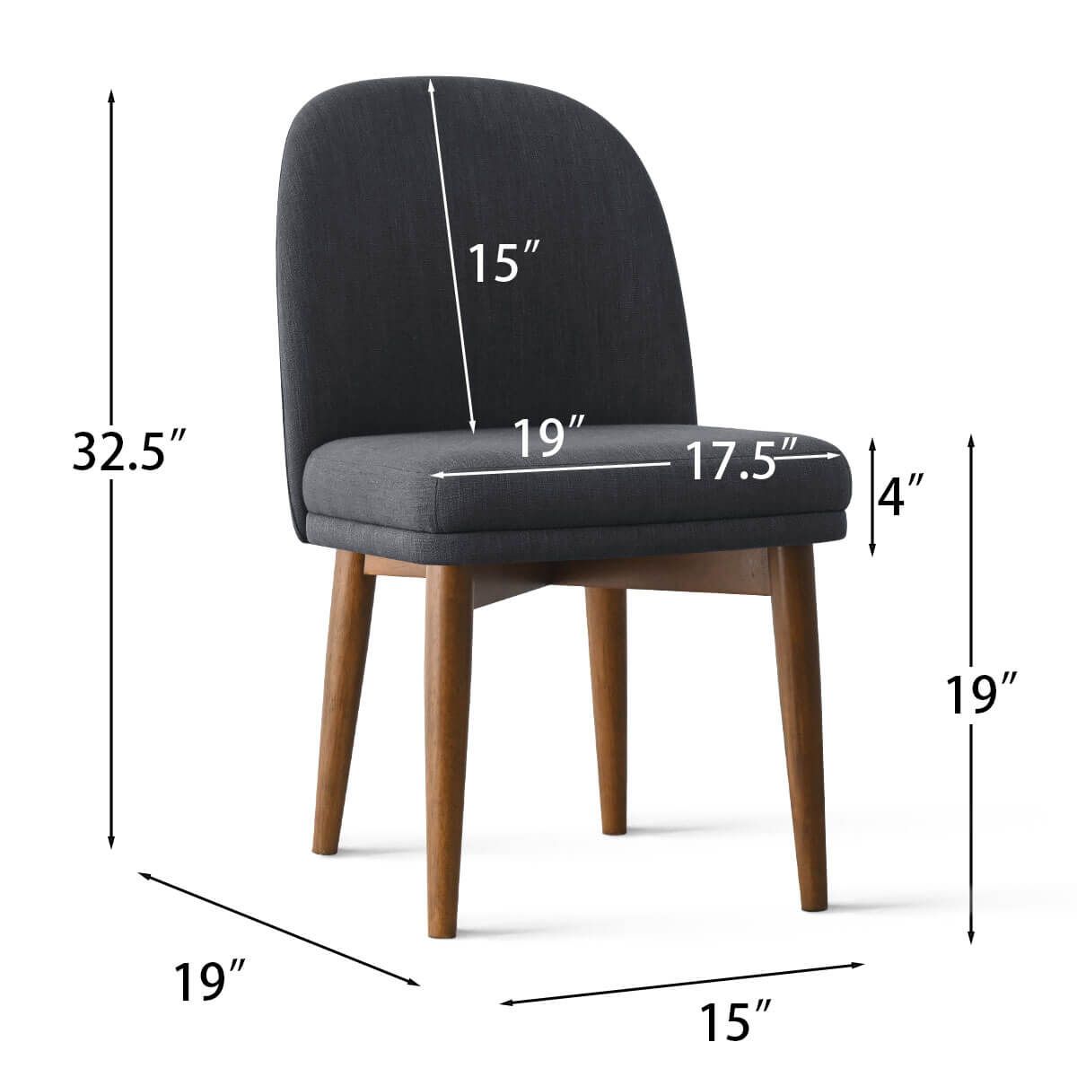 Athena Linen Upholstered Solid Wood Dining Chairs (Set of 2)