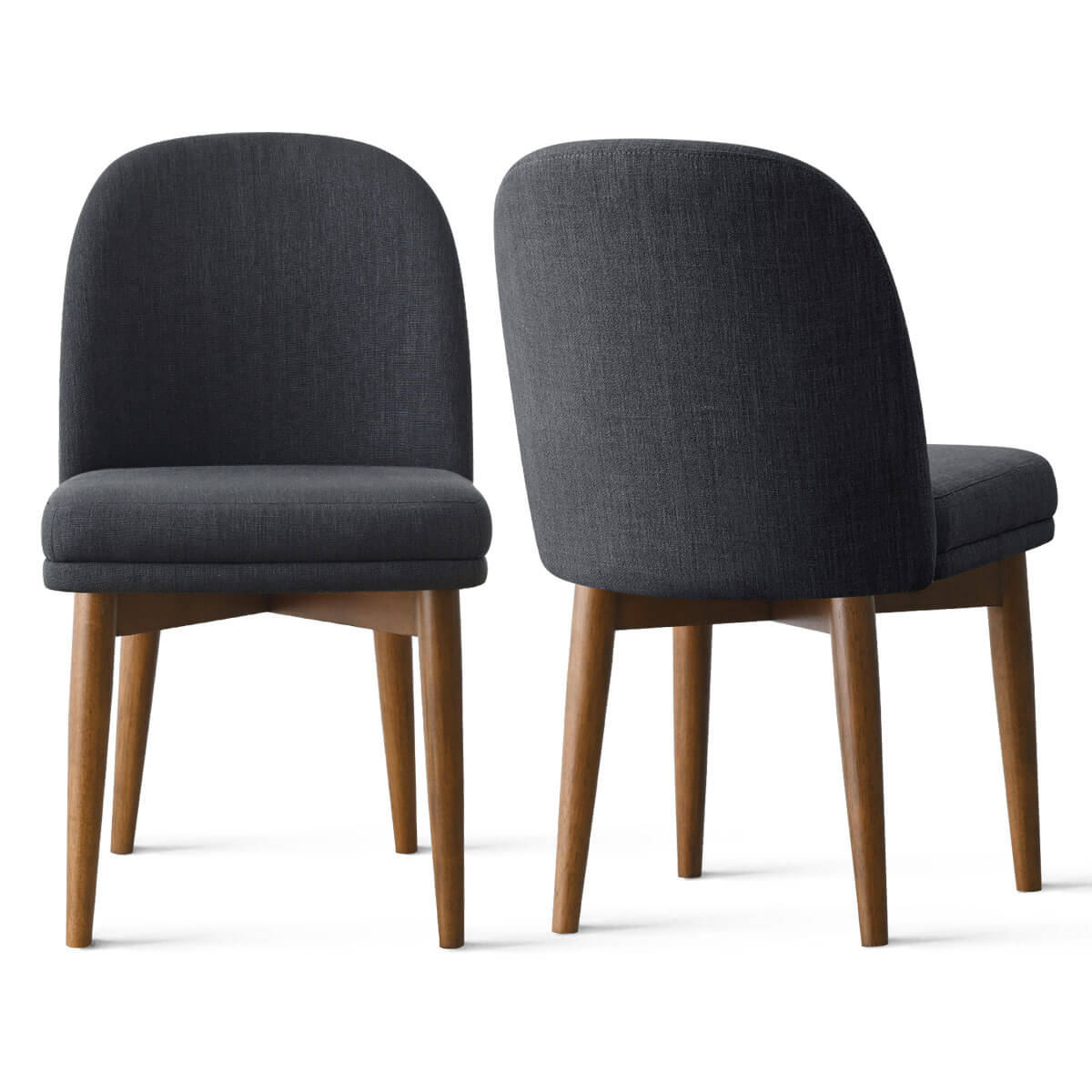 Athena Linen Upholstered Solid Wood Dining Chairs (Set of 2)