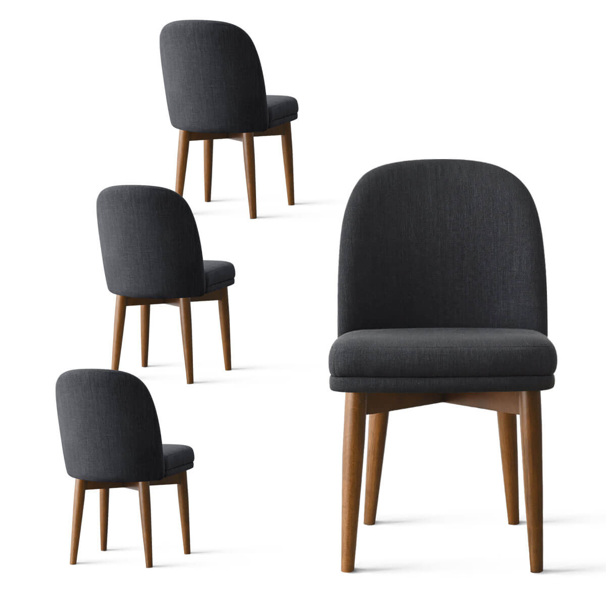 Athena Linen Upholstered Solid Wood Dining Chairs (Set of 4)