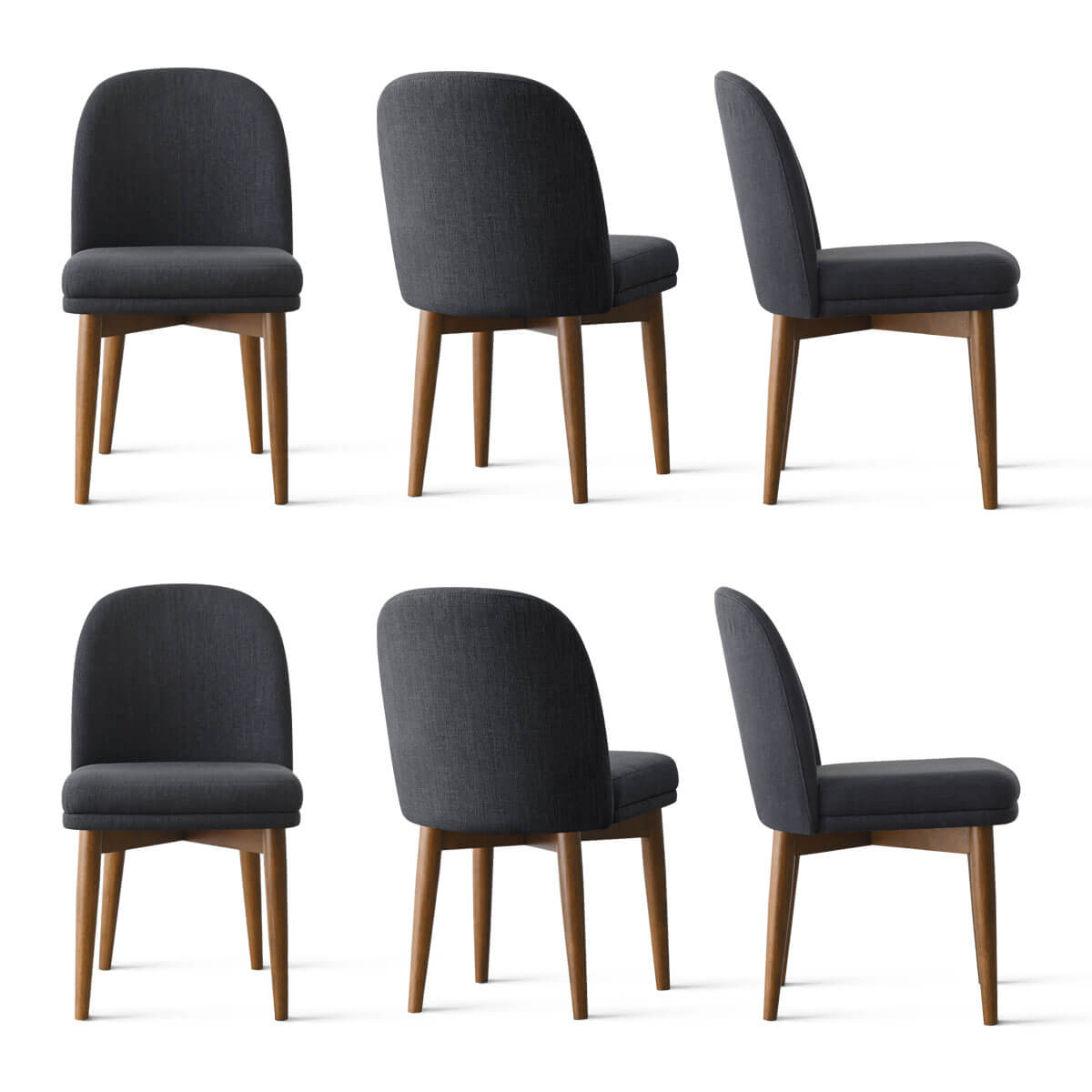 Athena Linen Upholstered Solid Wood Dining Chairs (Set of 6)