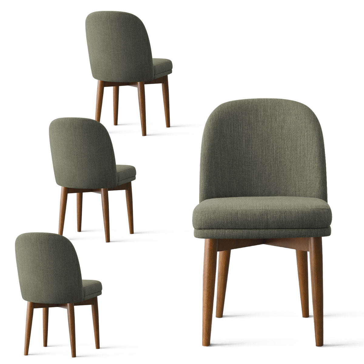 Athena Linen Upholstered Solid Wood Dining Chairs (Set of 4)