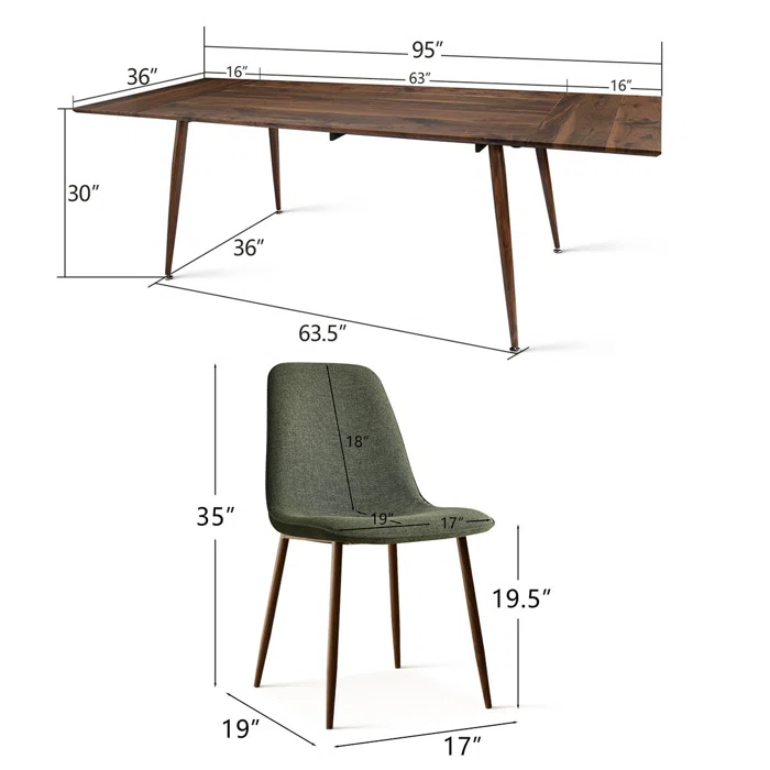 Odense & Oslo 95" Rectangle Dining Table Set for 8 (9-Piece)