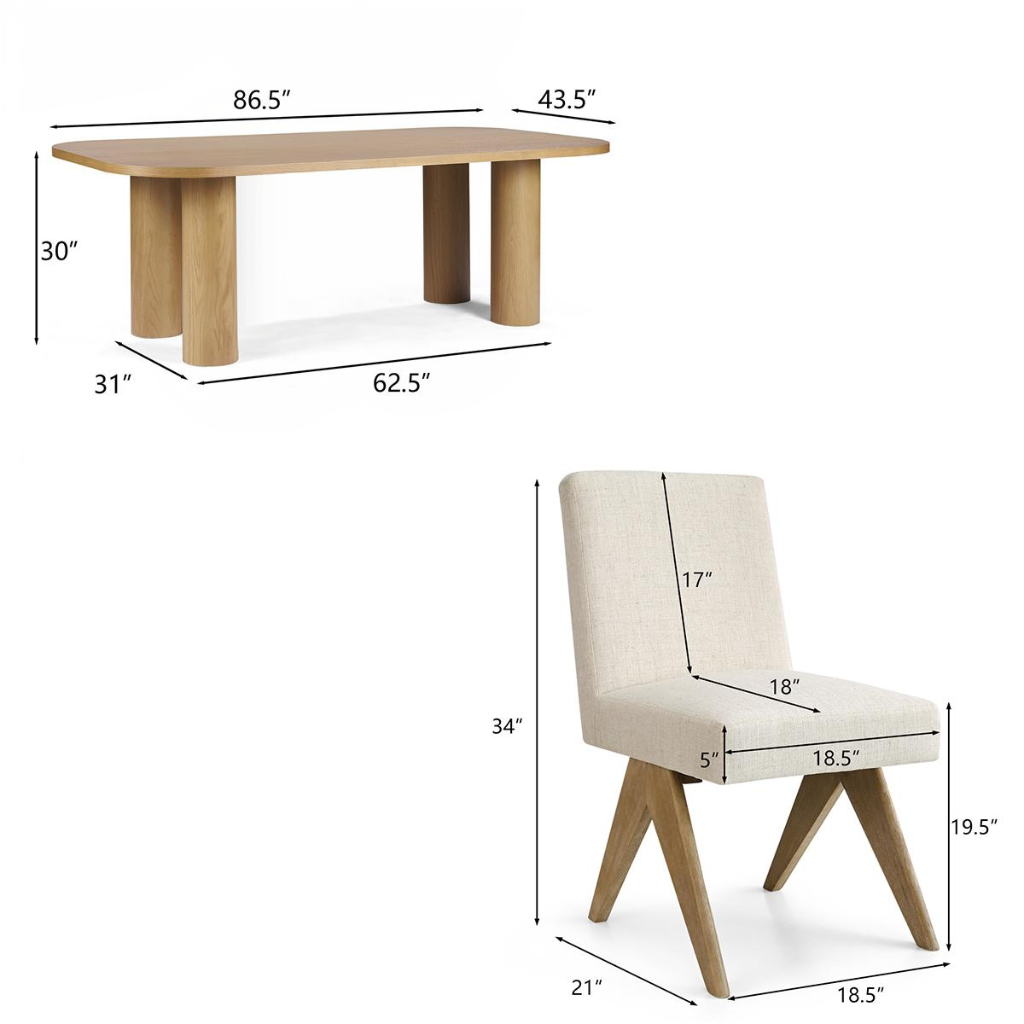 Baguette & Morgan 86.5" Rectangle Table Set for 6 (7-Piece)