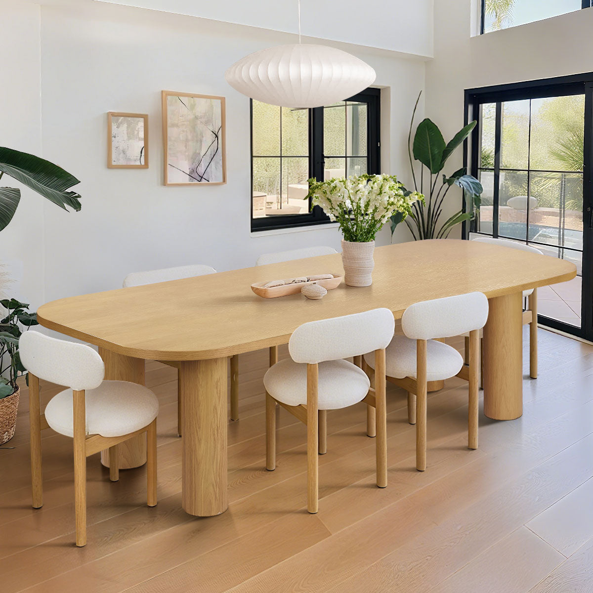 Baguette 86.5" Modern Rectangle Oak Large Dining Table