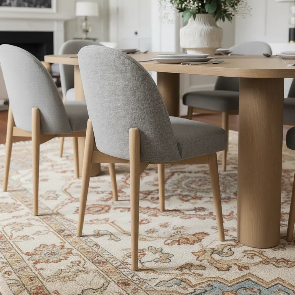 Baguette & Havana 86.5″ Rectangular Solid Oak Dining Table Set for 6 (7-Piece)