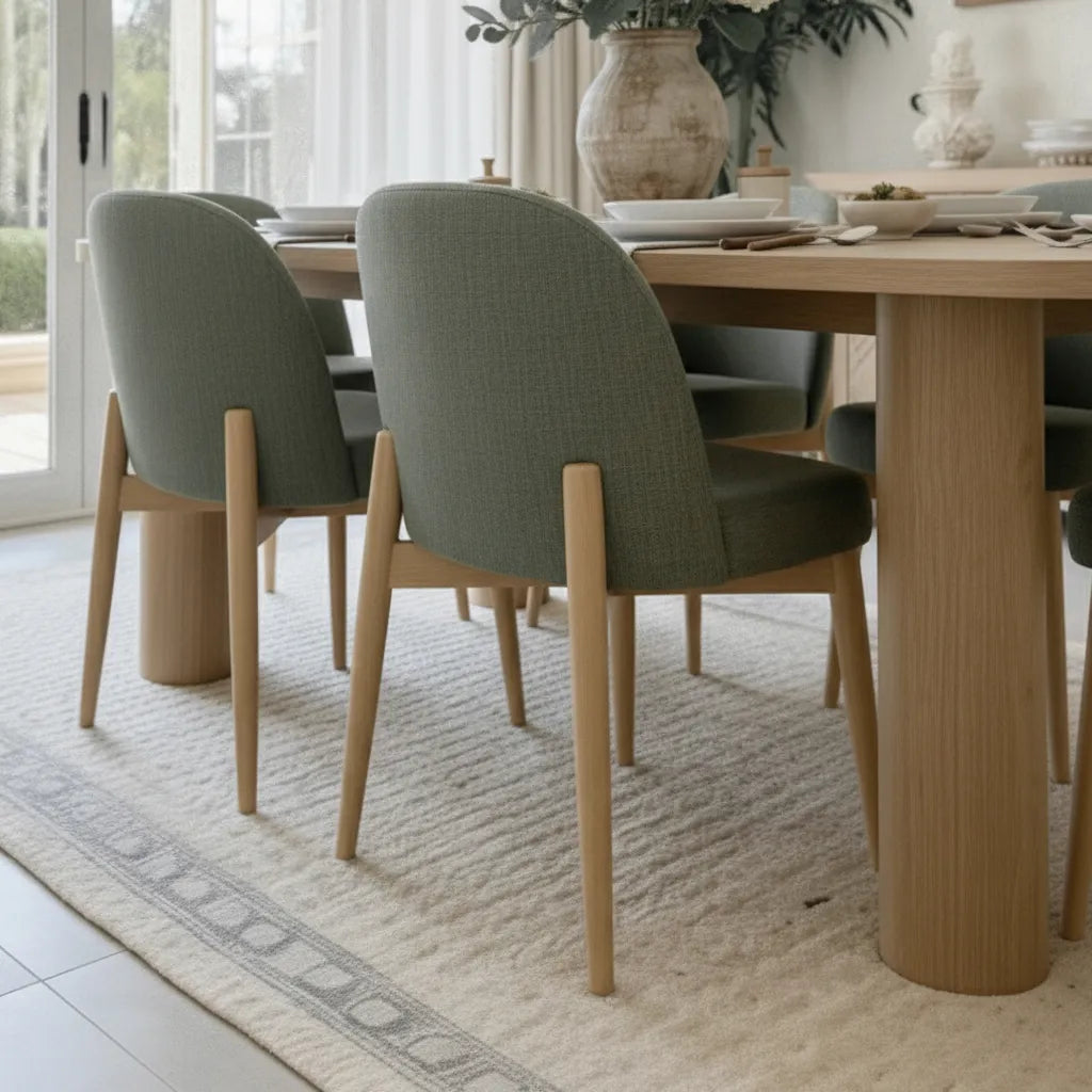 Baguette & Havana 86.5″ Rectangular Solid Oak Dining Table Set for 6 (7-Piece)