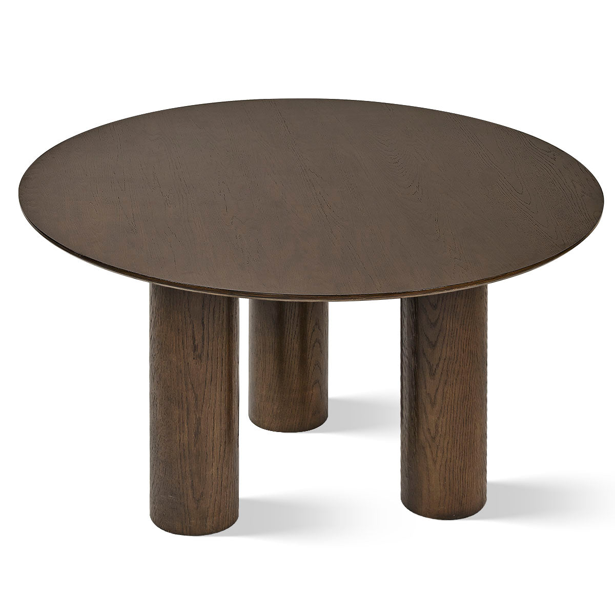 Baguette 52" Modern Oak Wood 3-Leg Round Dining Table