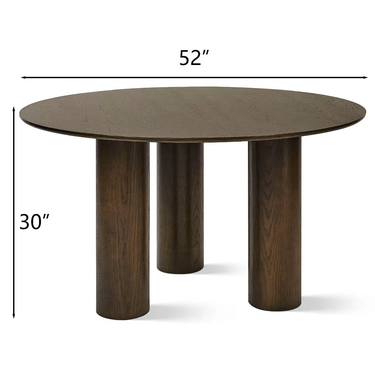 Baguette 52 Oak Wood Round Dining Table(Oak/Black/Walnut)