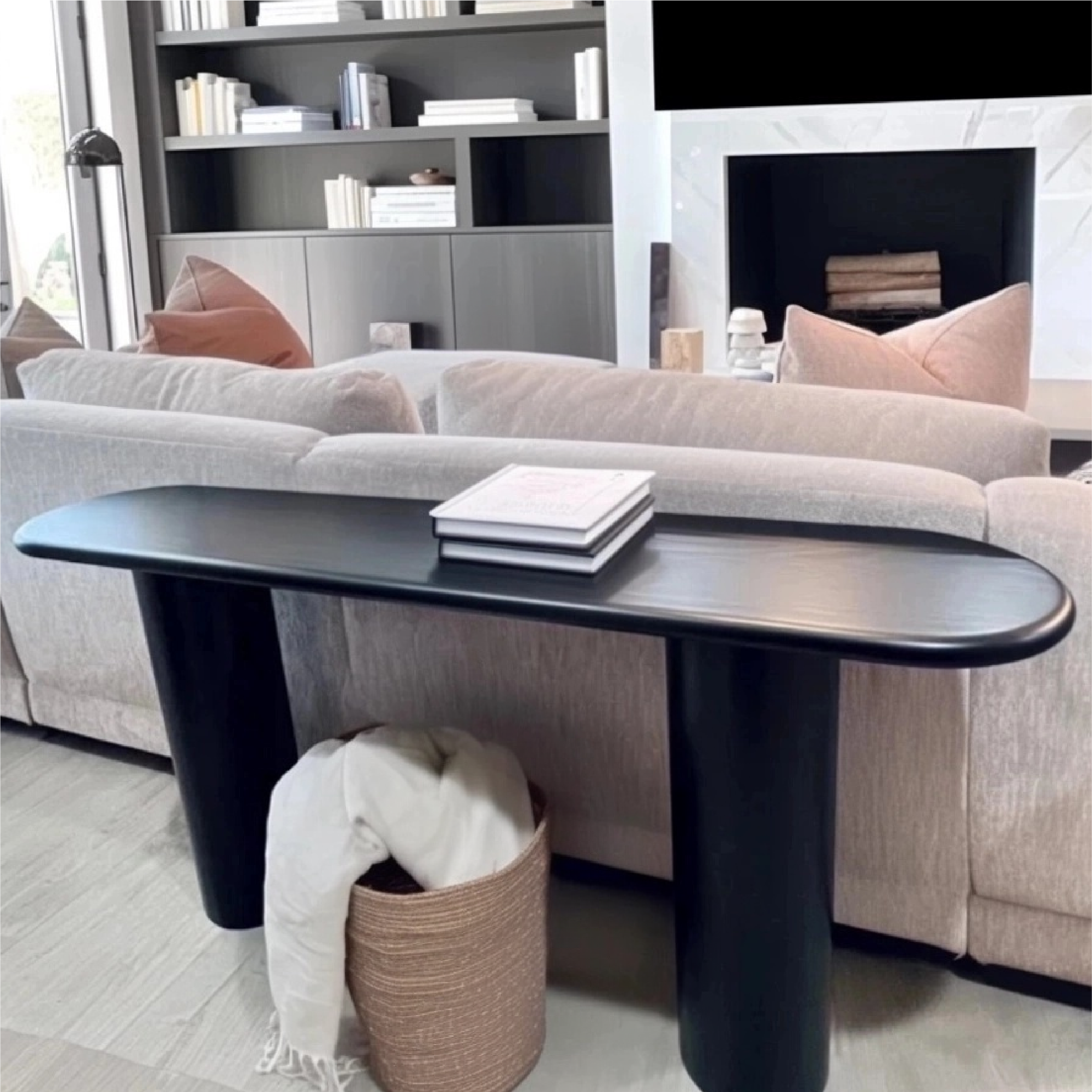 Baguette 60" Modern Oval Solid Wood Console Table