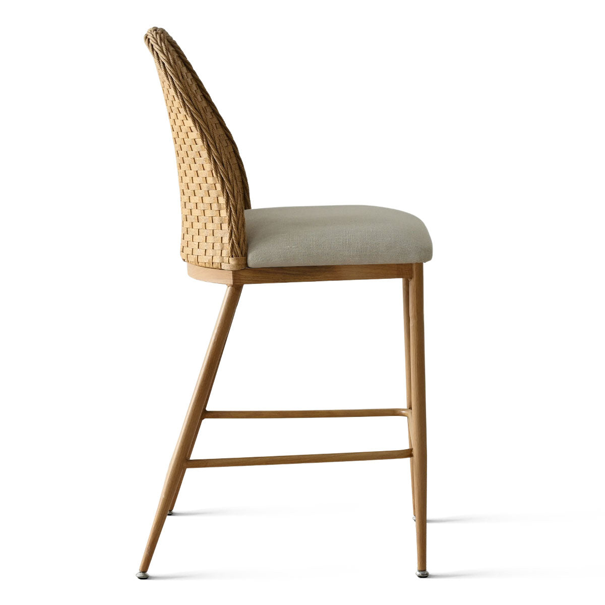 Barcelona 25.5" Beige Rattan Upholstered Counter Stool (Set of 2)