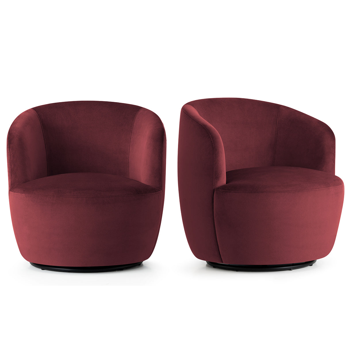 Bella Modern Small Velvet Swivel Barrel Chair (1-Piece)