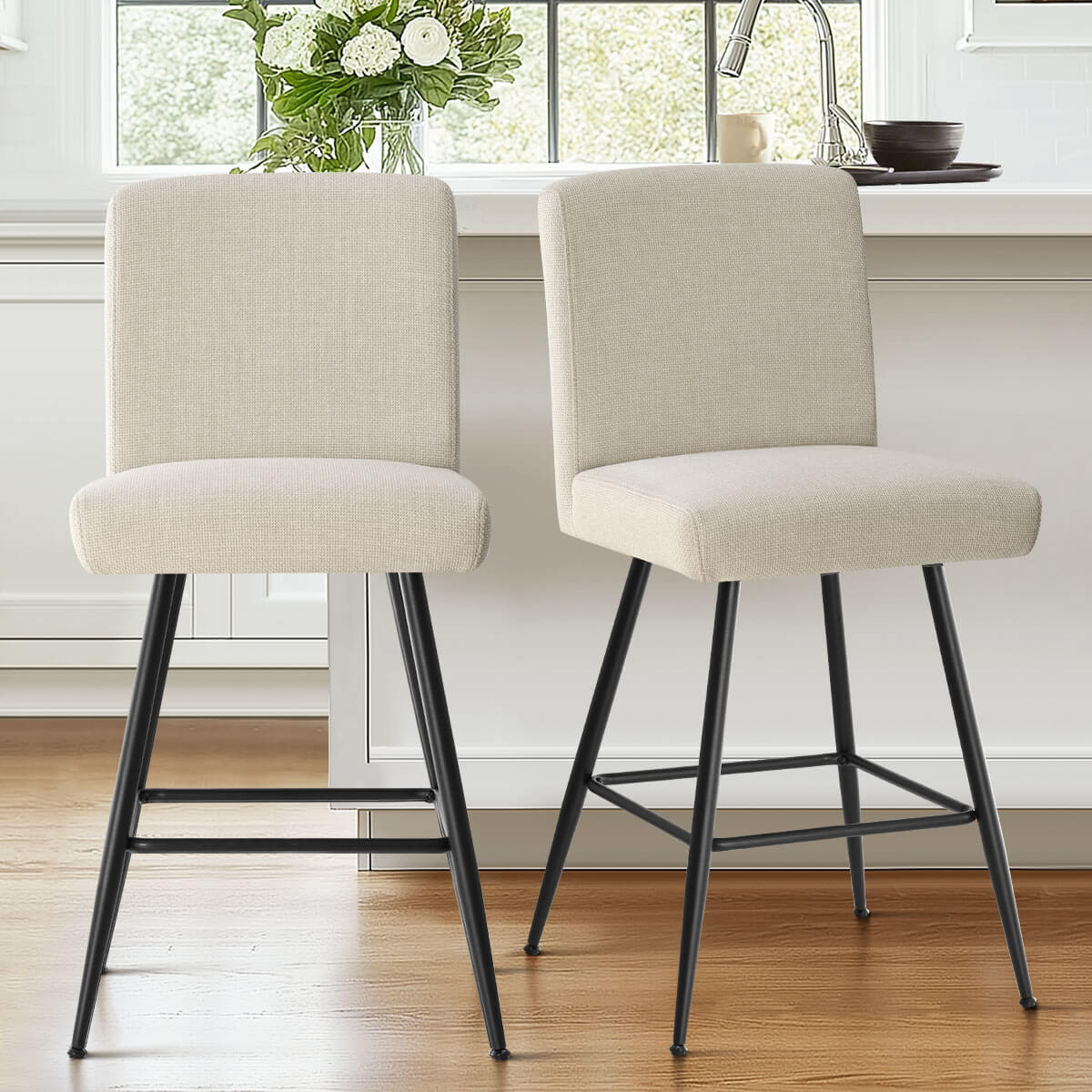 [Closeout-Only 139.99$]Biles Modern Upholstered Counter Stool (Set of 2)