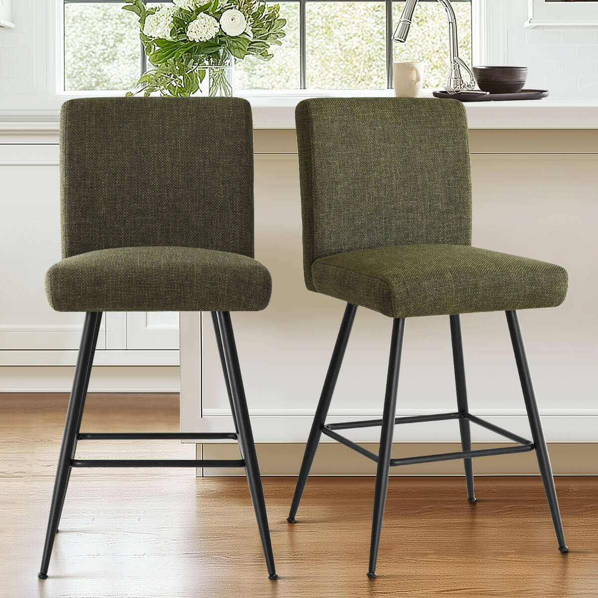 [Closeout-Only 139.99$]Biles Modern Upholstered Counter Stool (Set of 2)