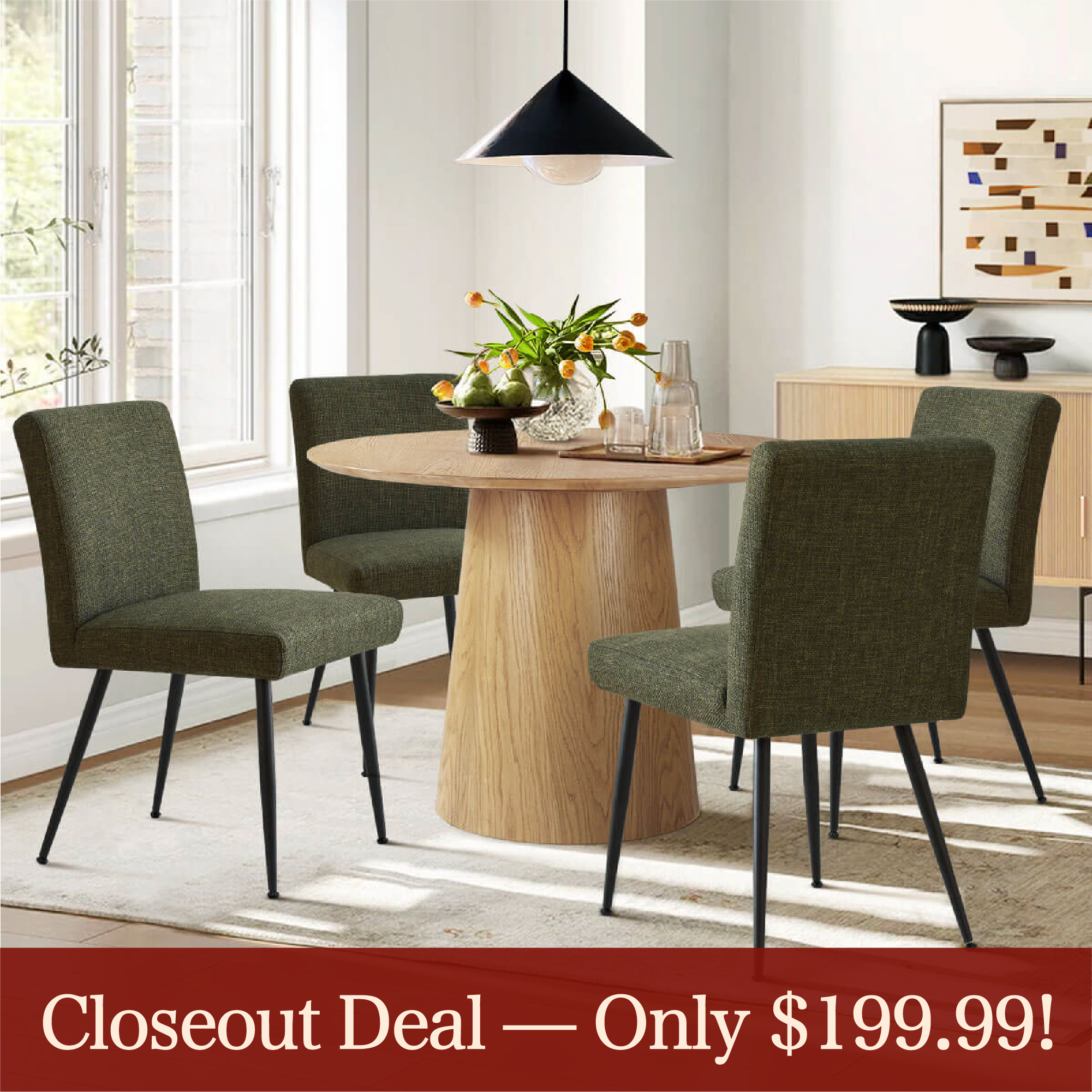 [Closeout-Only 199.99$]Biles Modern Upholstered Dining Chair (Set of 4)