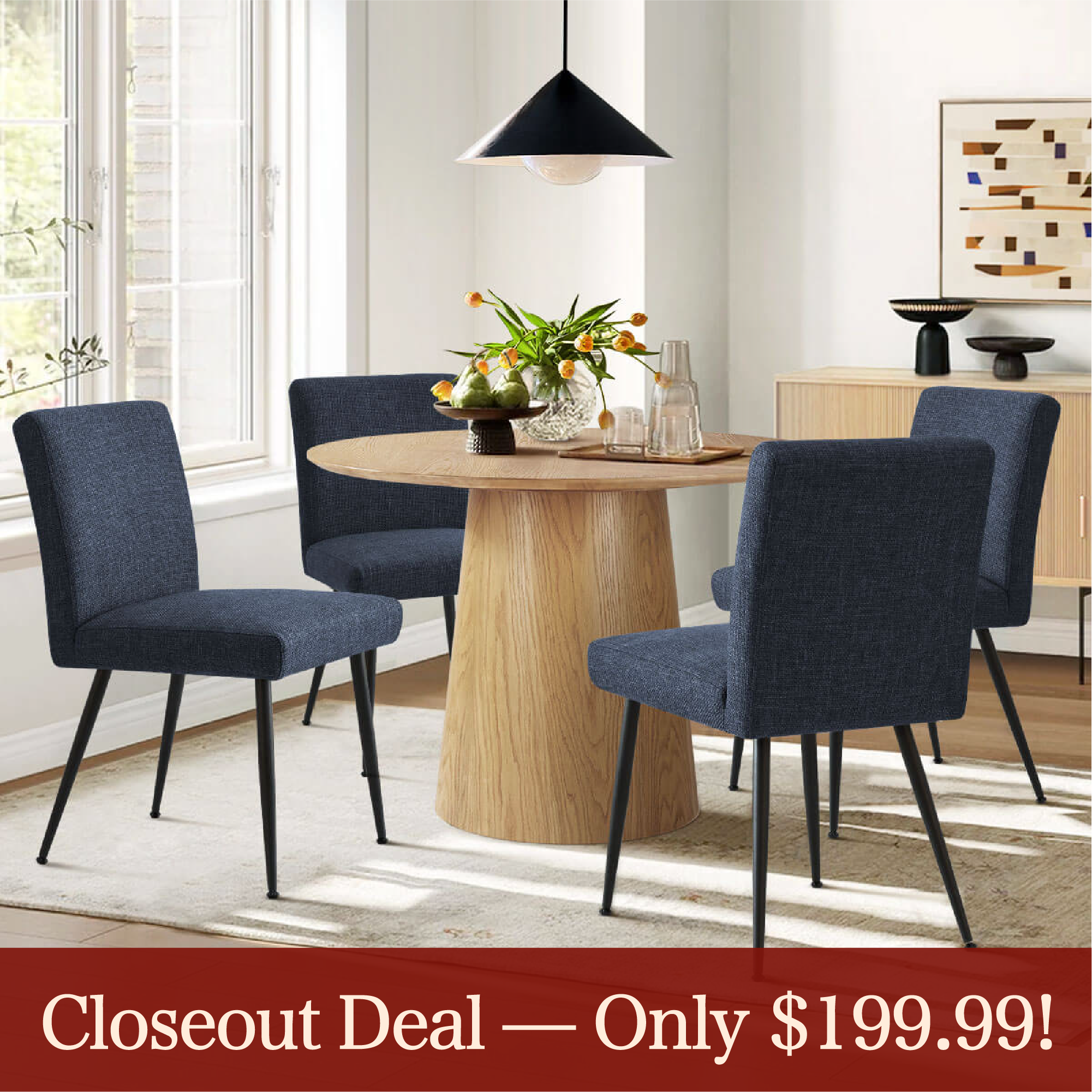 [Closeout-Only 199.99$]Biles Modern Upholstered Dining Chair (Set of 4)