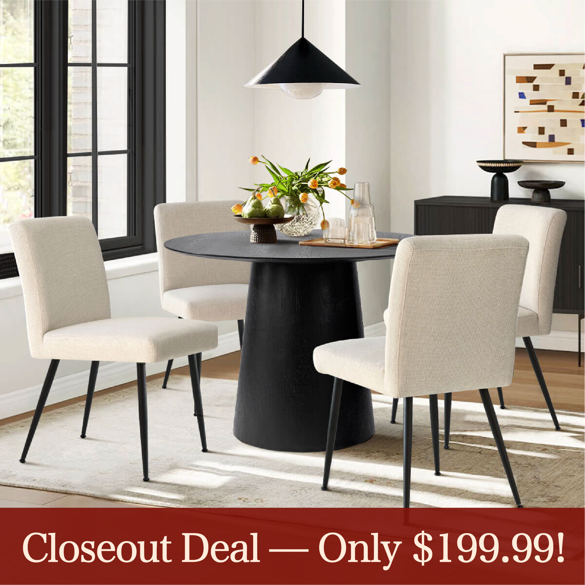 [Closeout-Only 199.99$]Biles Modern Upholstered Dining Chair (Set of 4)
