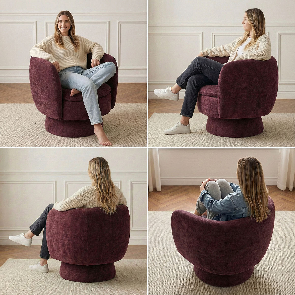 Bloom Upholstered Swivel Barrel Accent Chair (1-Piece)