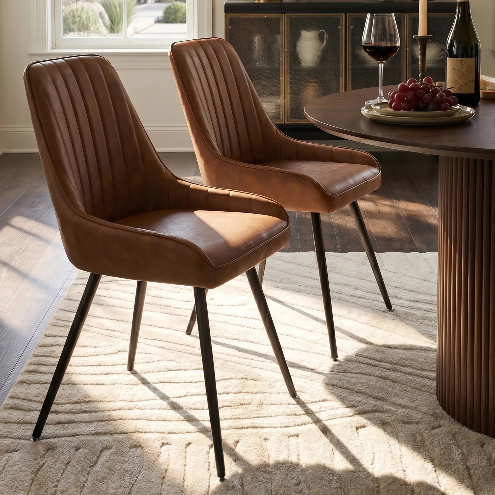 Boston Faux Leather Upholstered Dining Chair (Set of 2)