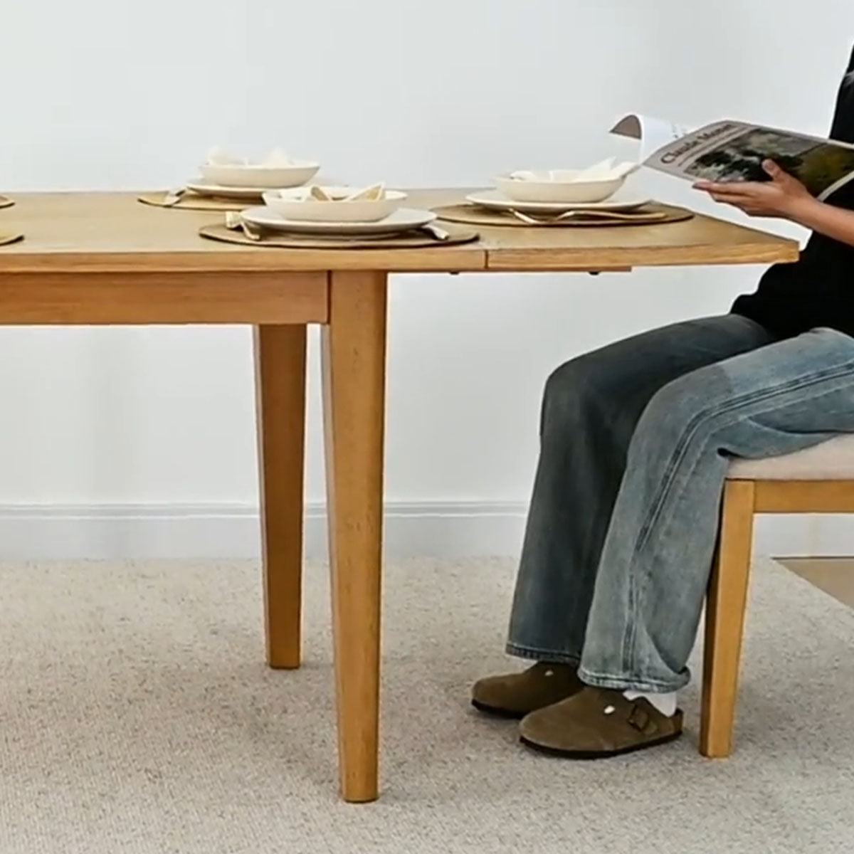 Chandler 63"-95" Large Wood Rectangular Extendable Dining Table