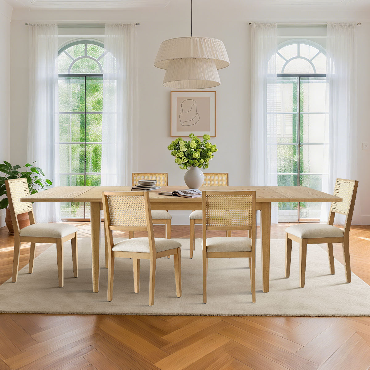 Chandler & Monica Rectangular Extendable Dining Table Set for 6 (7-Piece)