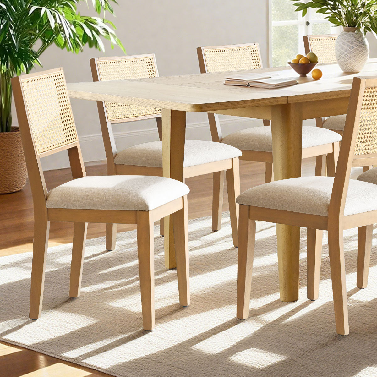 Chandler & Monica Solid Wood Rectangular Extendable Dining Table Set for 8 (9-Piece)