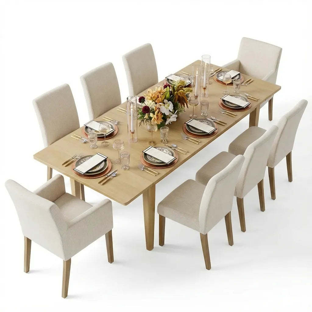 Chandler & North Solid Wood Rectangular Extendable Dining Table Set for 8 (9-Piece)