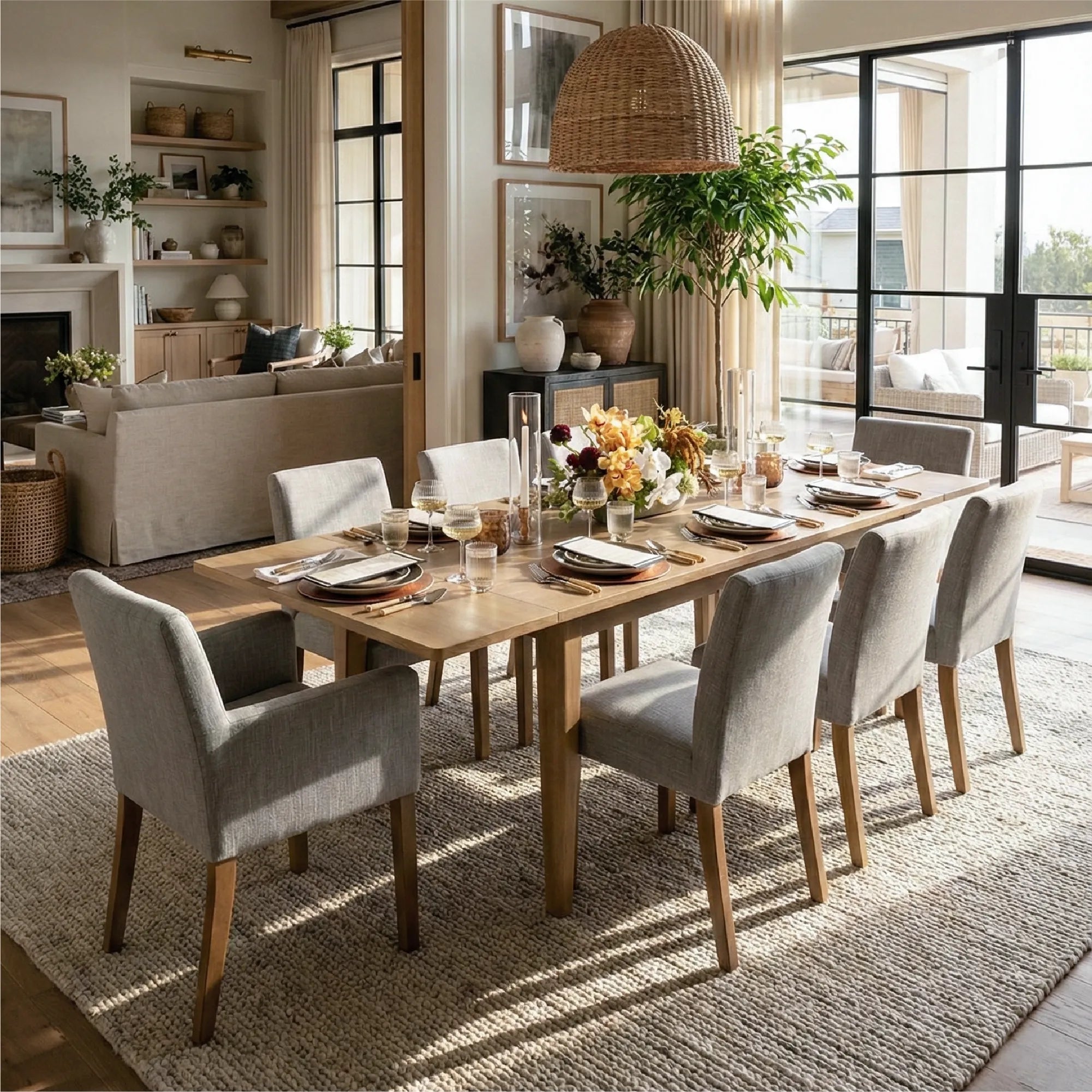 Chandler & North Solid Wood Rectangular Extendable Dining Table Set for 8 (9-Piece)