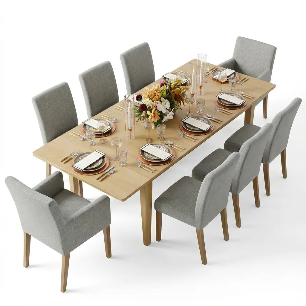 Chandler & North Solid Wood Rectangular Extendable Dining Table Set for 8 (9-Piece)