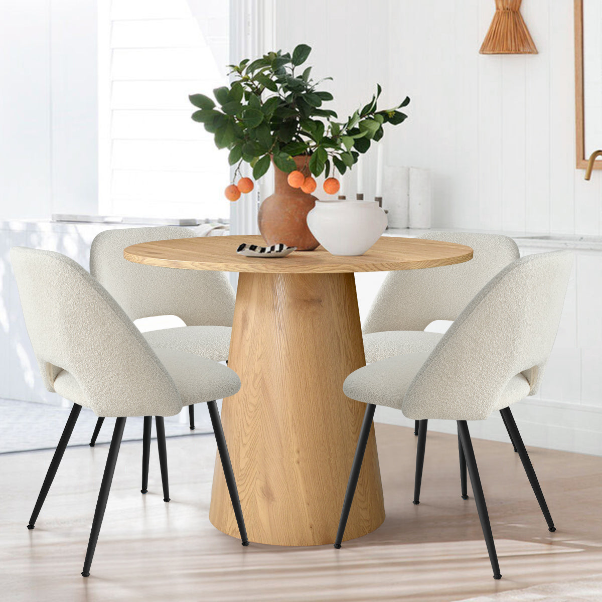 Edwin Modern Upholstered Boucle Dining Chair (Set of 4)