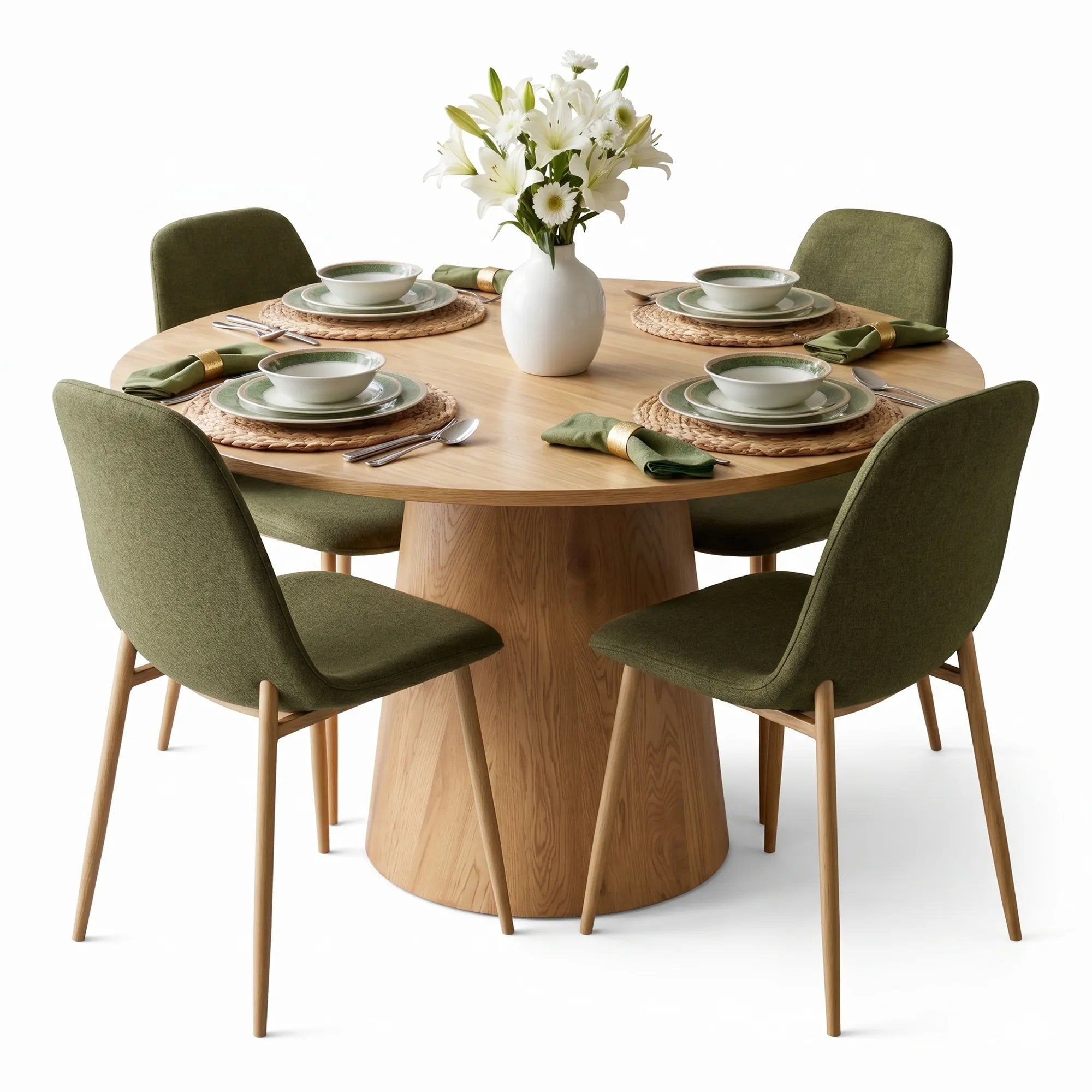 Dwen & Oslo 46" Round Dining Table Set for 4 (5-Piece)