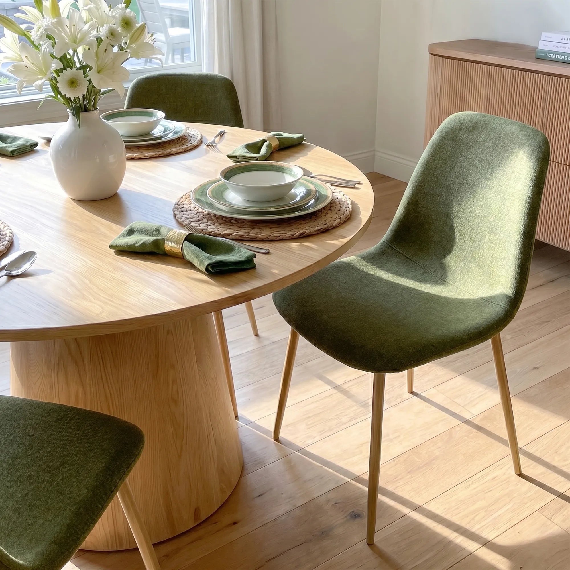 Dwen & Oslo 46" Round Dining Table Set for 4 (5-Piece)