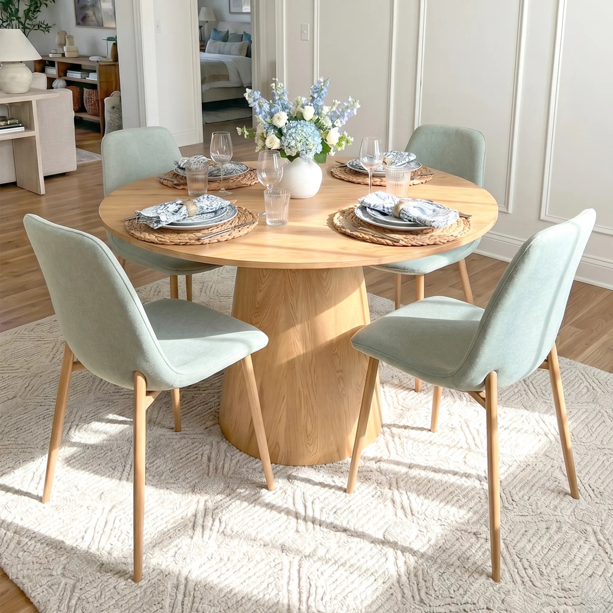 Dwen & Oslo 46" Round Dining Table Set for 4 (5-Piece)