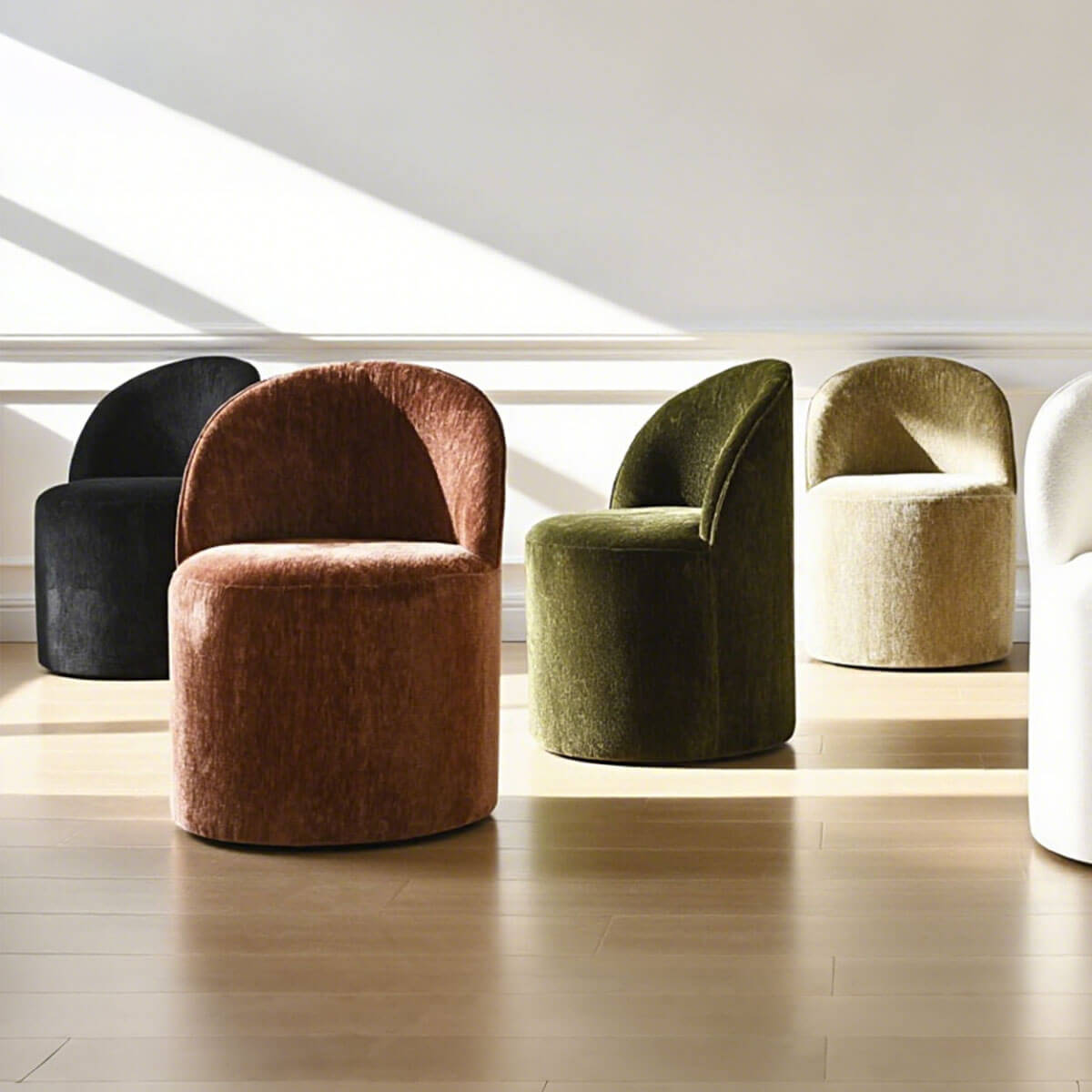 Doris Rolling Upholstered Dining Chair With Castors (Set of 6)