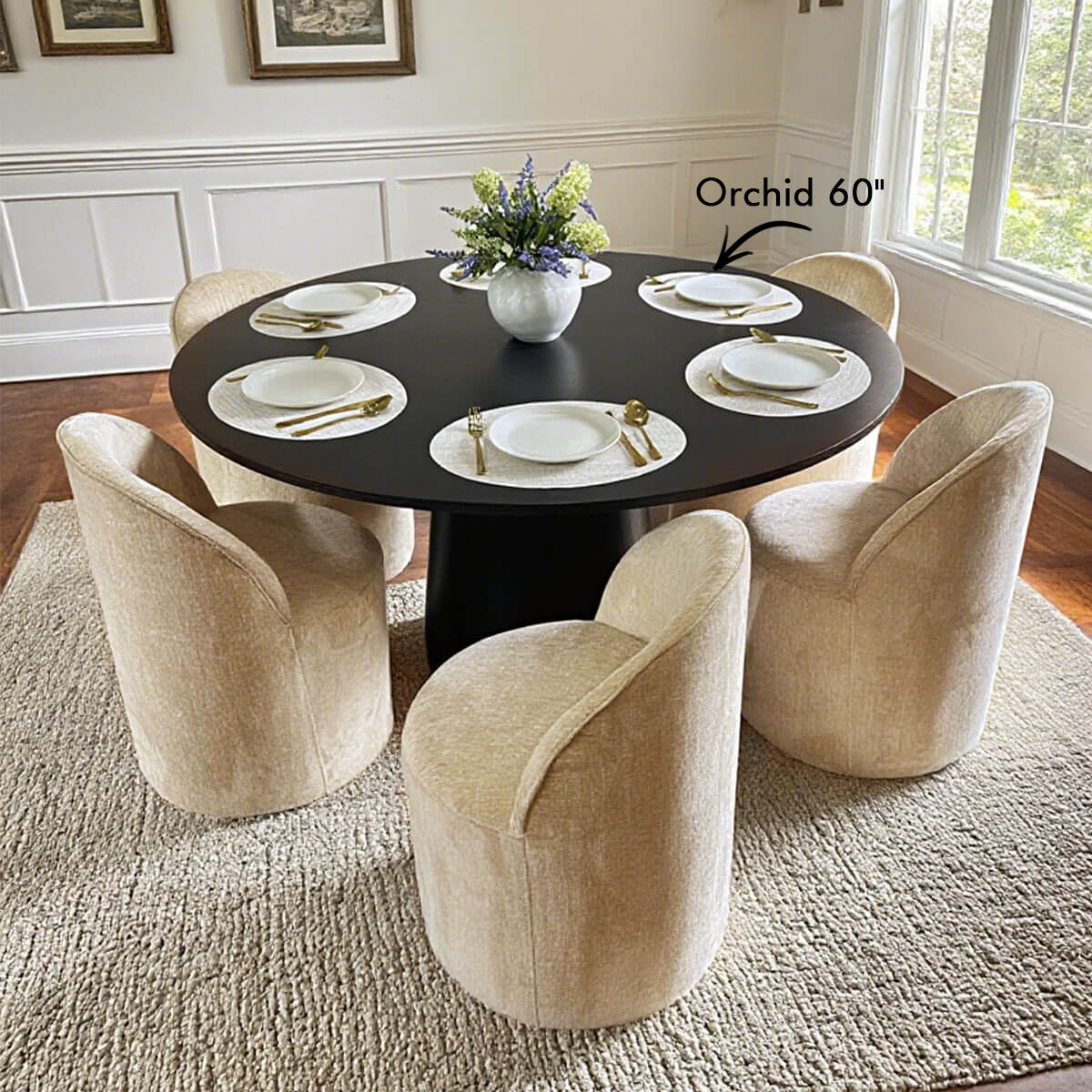 Doris Rolling Upholstered Dining Chair With Castors (Set of 6)