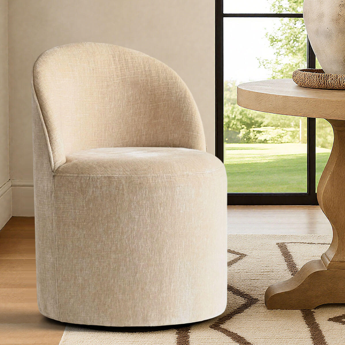 Doris Rolling Upholstered Dining Chair With Castors (Set of 6)