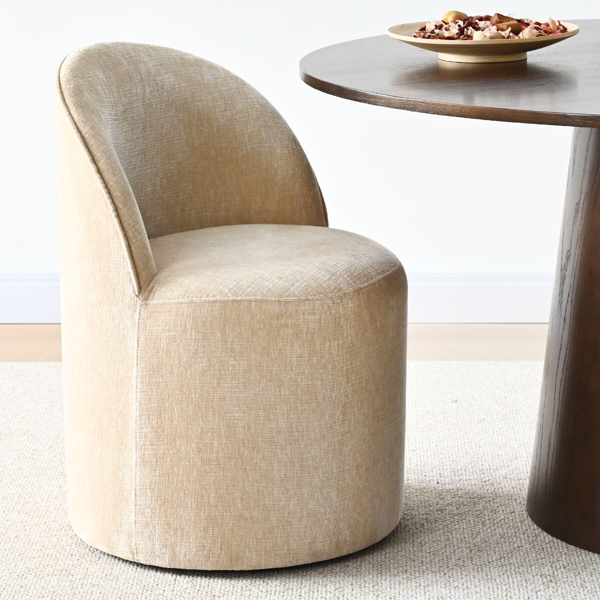 Doris Rolling Upholstered Dining Chair With Castors (Set of 6)