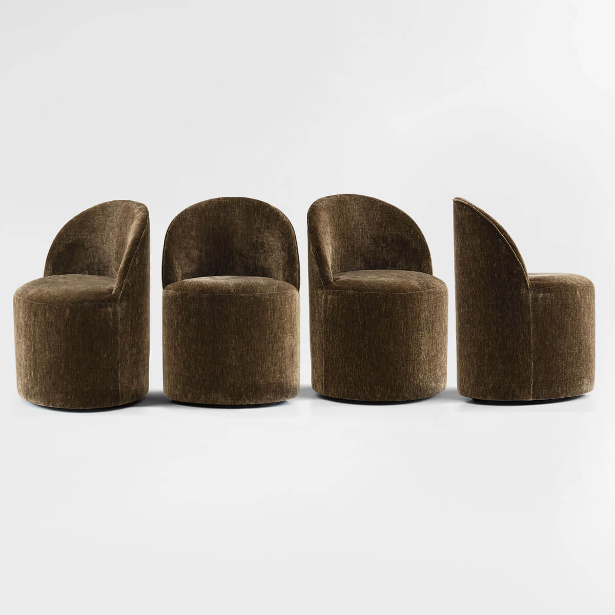 Doris Rolling Upholstered Dining Chair With Castors (Set of 4)
