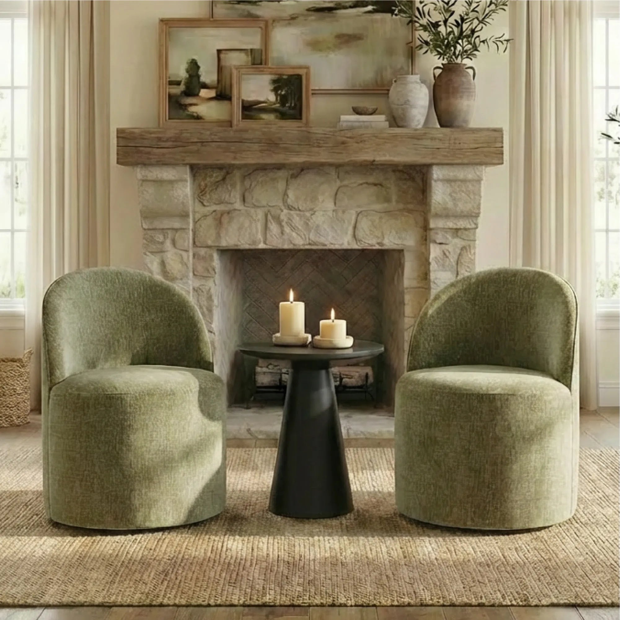 Doris Modern Swivel Small Barrel Chair (Set of 2)