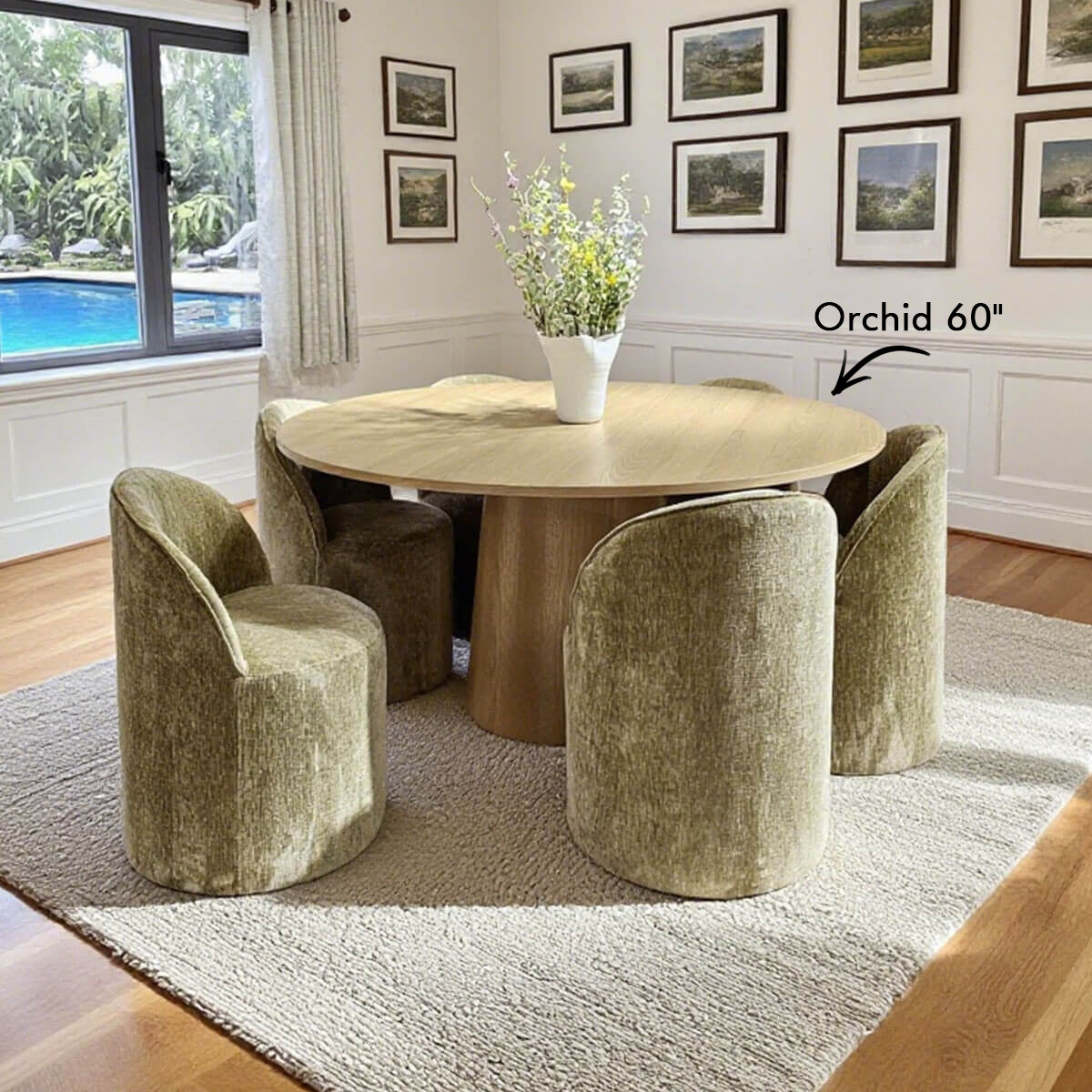 Doris Rolling Upholstered Dining Chair With Castors (Set of 6)