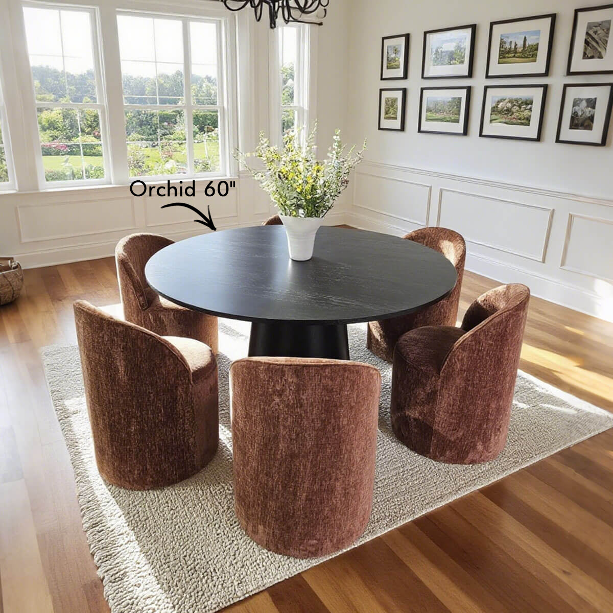 Doris Rolling Upholstered Dining Chair With Castors (Set of 6)